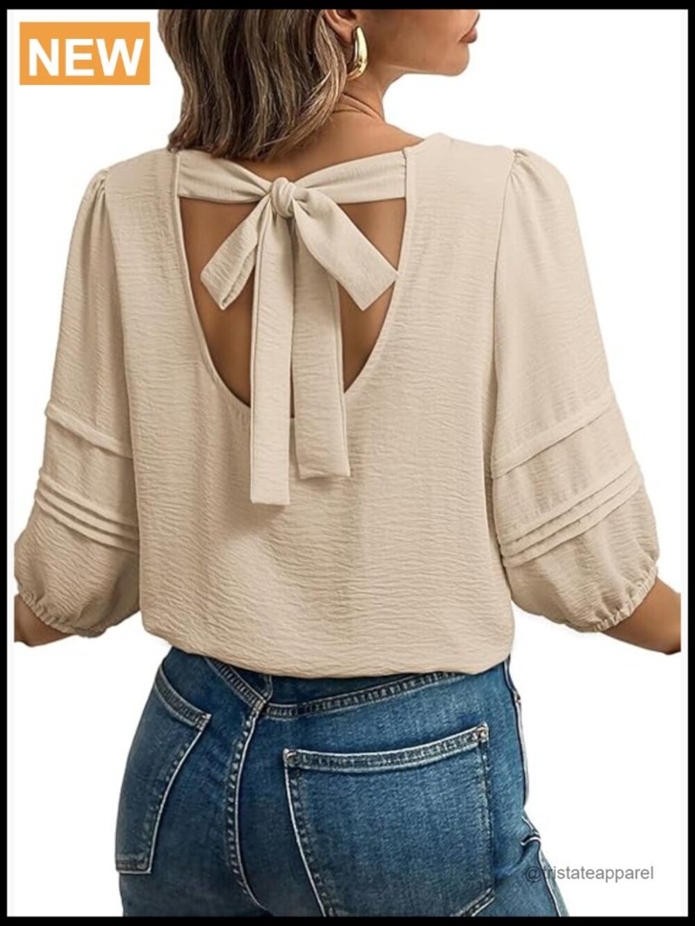 Dressy Casual Blouse 3/4 Sleeve Loose Fit Business Work Top